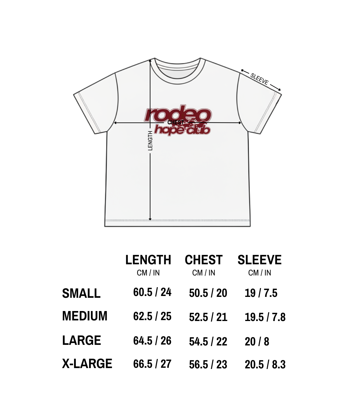 RODEANDO TEE size chart