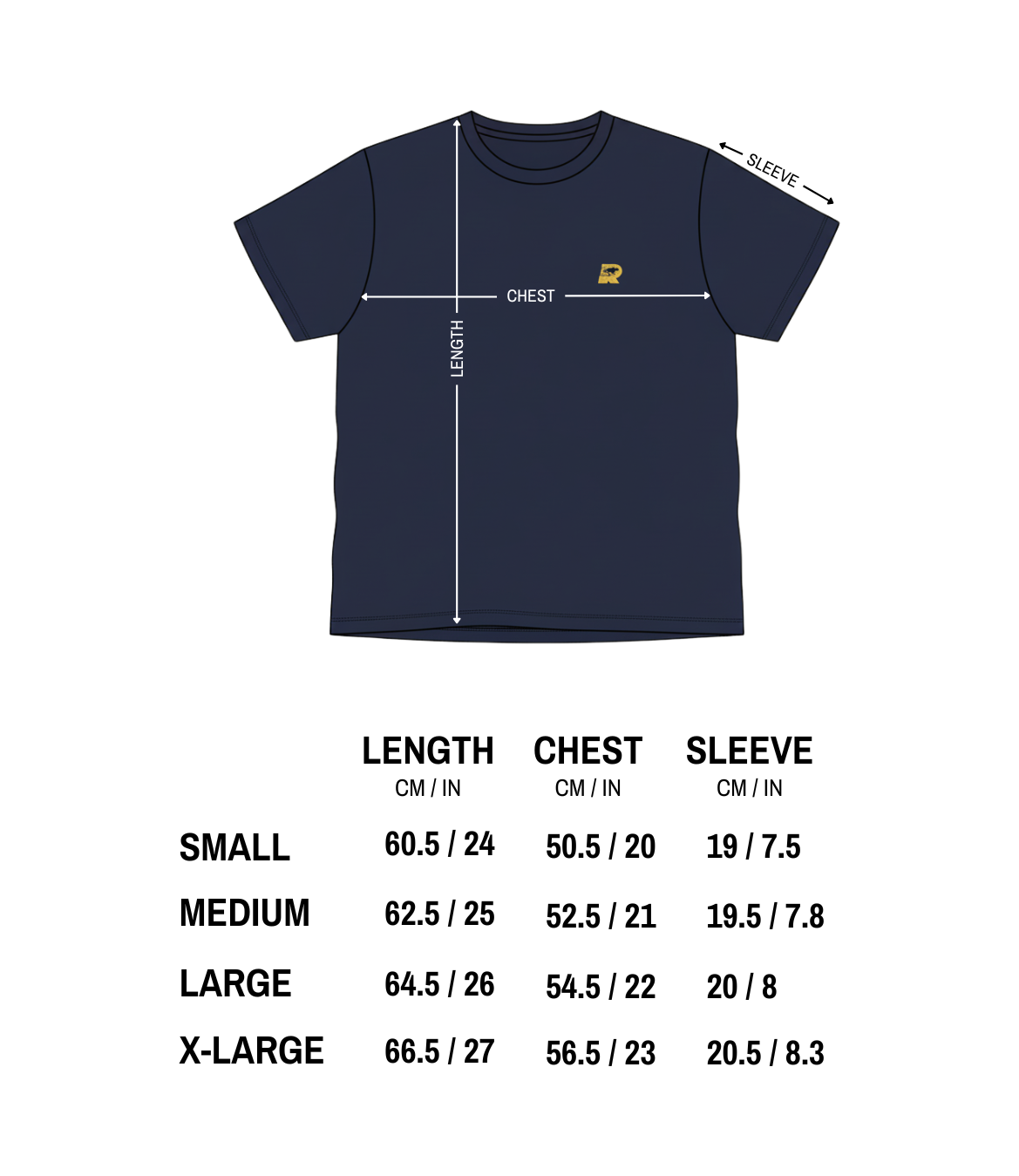 SUPERSTARS TEE size chart